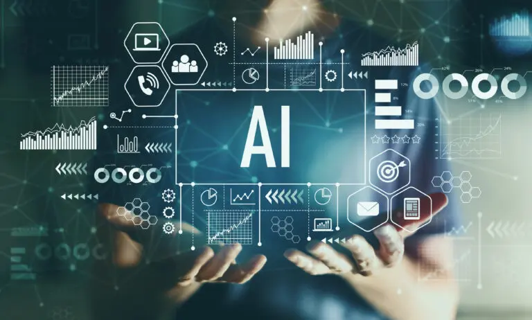 Abstract concept of AI in accounting processes.